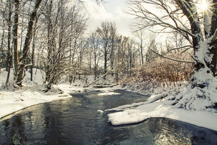 water, Nature, Snow, Winter, Trees HD Wallpaper Desktop Background