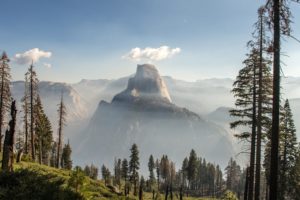 Panorama Trail, Yosemite National Park, California, Nature, Trees, Mountains, Clouds, Landscape