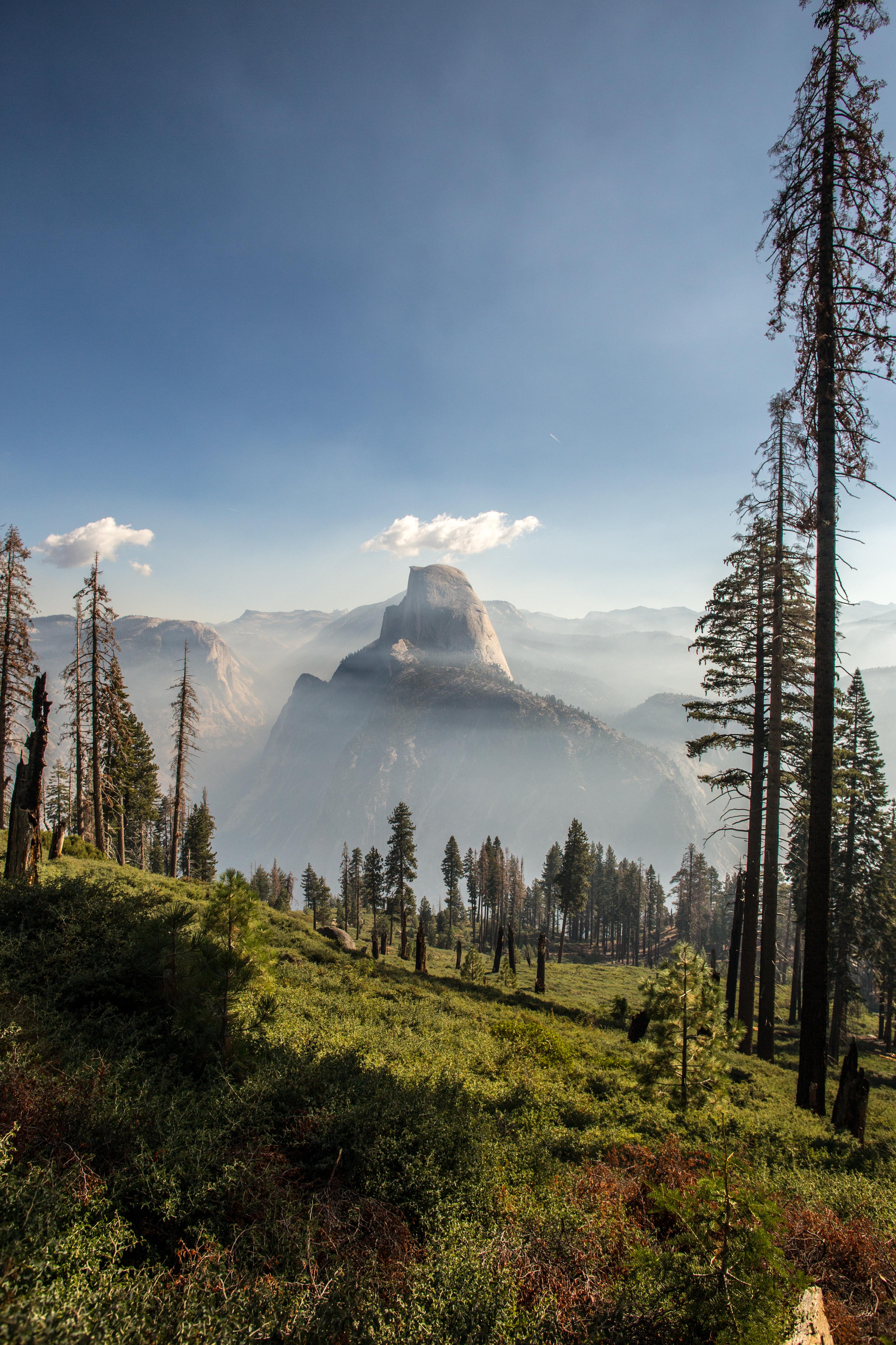 Panorama Trail, Yosemite National Park, California, Nature, Trees, Mountains, Clouds, Landscape Wallpaper