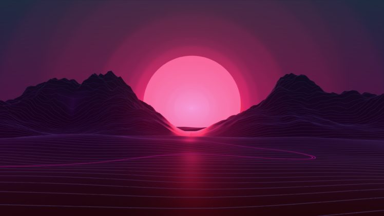 neon, Sunset, Retro style HD Wallpaper Desktop Background