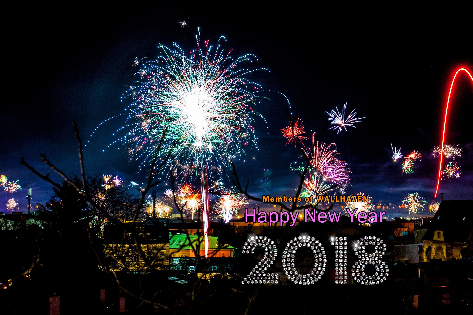 Happy New Year, 2018 (Year), Fireworks Wallpaper