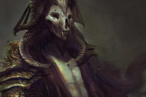 skull, Digital art, Painting, Demon, Horns, Creature