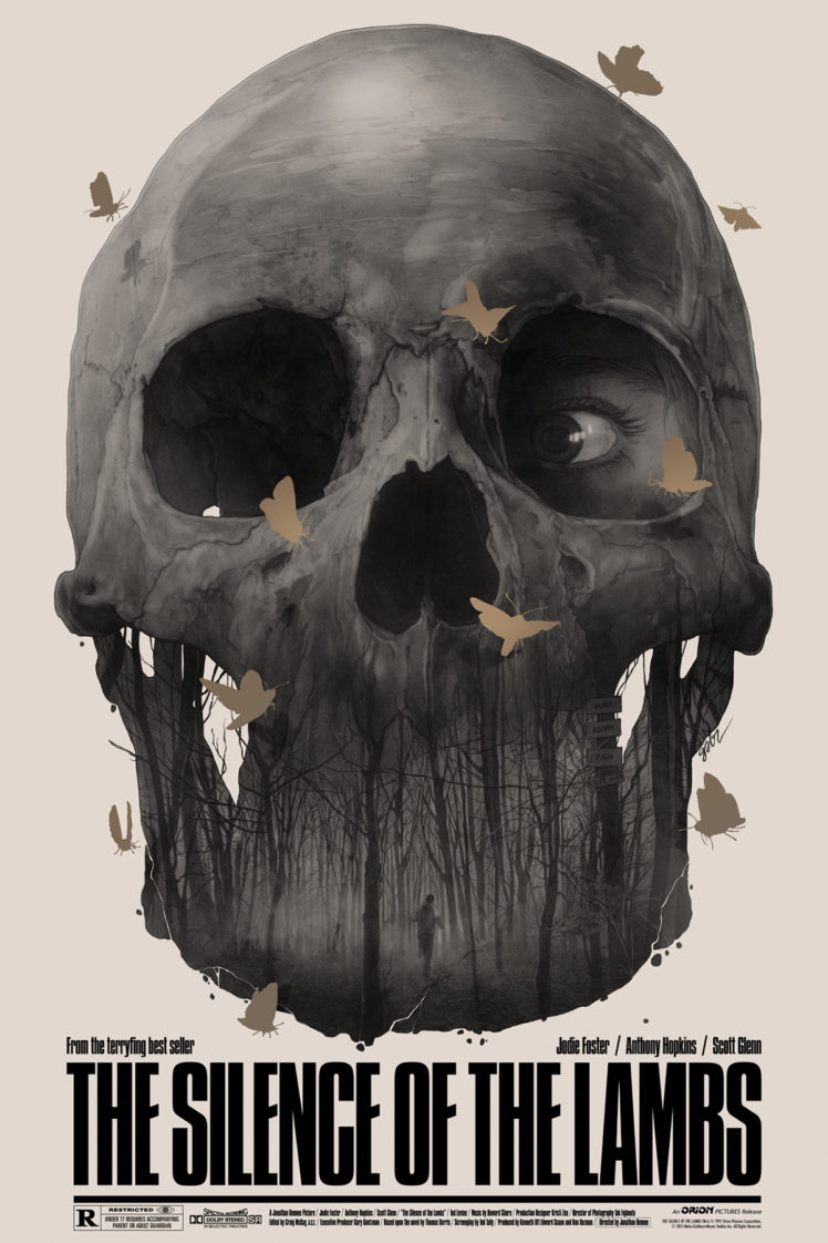 eyes, Creepy, Skull, Digital art, Portrait display, Movies, Film posters, White background, Trees, Butterfly, The Silence of the Lambs HD Wallpaper Desktop Background