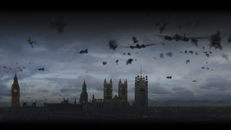architecture, Building, London, Big Ben, UK, Video games, Aircraft, Military aircraft, Battle, IL 2 Cliffs Of Dover, Clouds HD Wallpaper Desktop Background