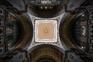 architecture, Building, Worms eye view, Antwerp, Belgium, Symmetry, Arch, Train station