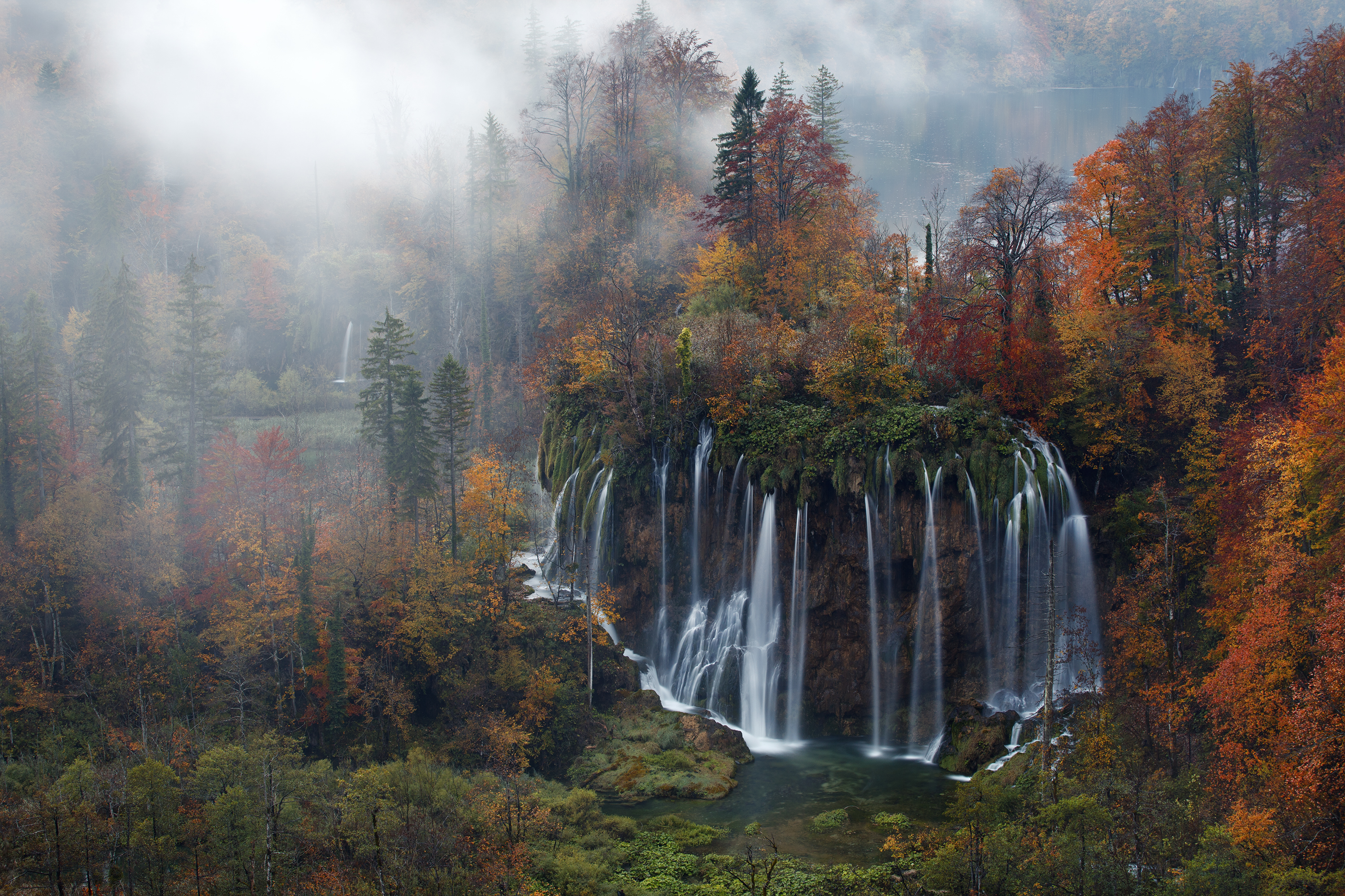 Plitvice Lakes National Park, Fall, Landscape, Croatia, Nature, Waterfall, Forest, Mist, Croatian, Plitvice National Park Wallpaper