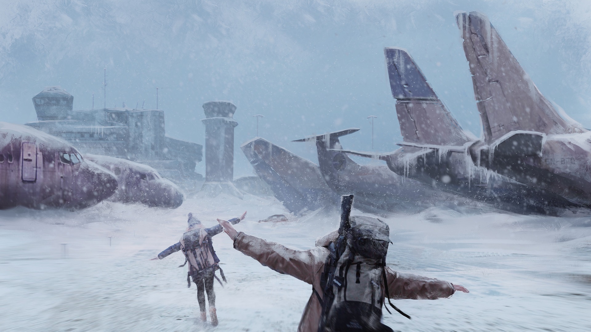 airport, Snow, Backpacks, Apocalyptic, Planes, Winter Wallpaper