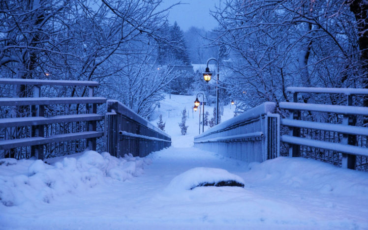 winter, Snow, Landscape, Bridge HD Wallpaper Desktop Background