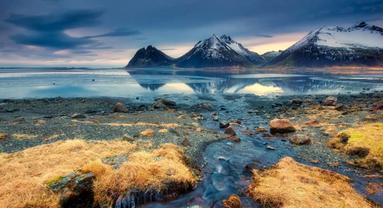 blue, Water, Iceland, Nature, Landscape, Reflection, Mountains HD Wallpaper Desktop Background