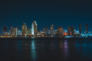 San Diego, California, USA, City, Lights, Water