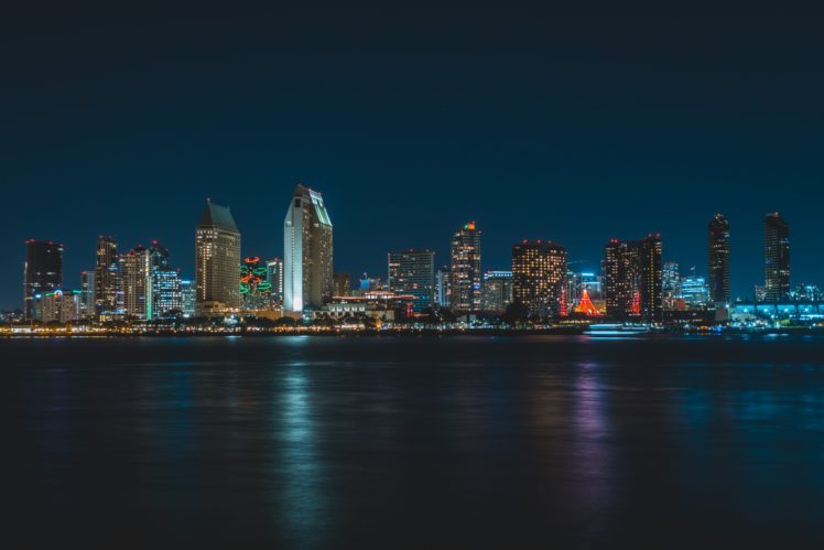 San Diego, California, USA, City, Lights, Water HD Wallpaper Desktop Background
