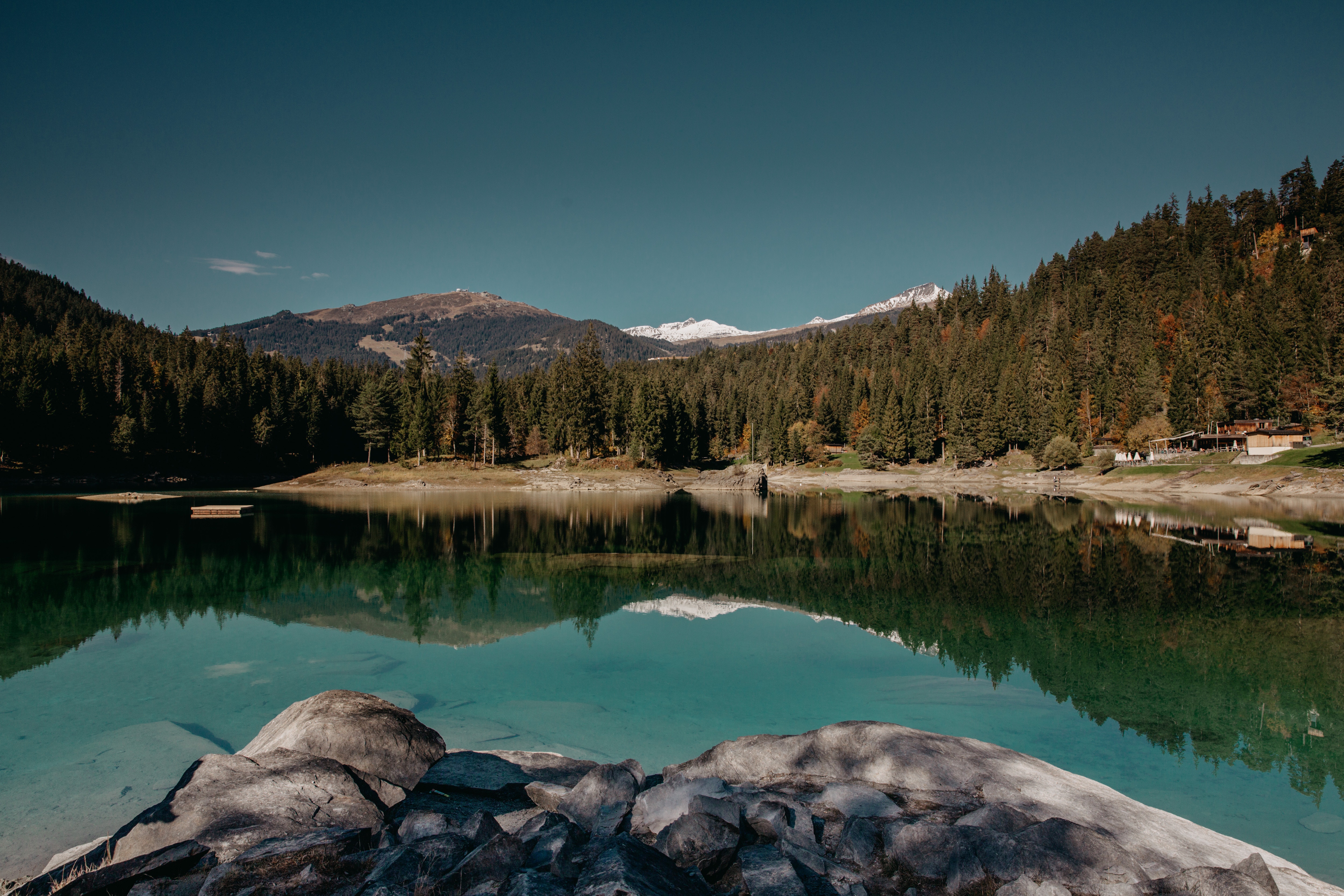lake, Water, Reflection, Forest, Rocks, Clouds, Landscape, Switzerland Wallpaper