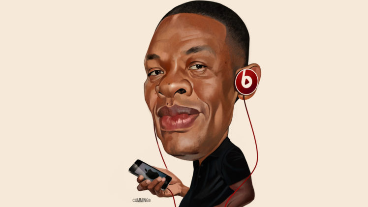 men, Face, Dr. Dre, Head, Caricature, Beats, Headphones, IPhone, White background HD Wallpaper Desktop Background
