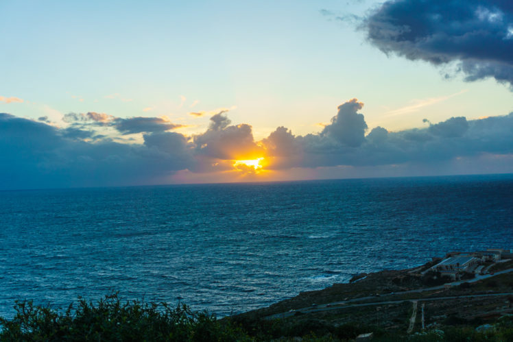sun rays, Sunset, Clouds, Malta HD Wallpaper Desktop Background