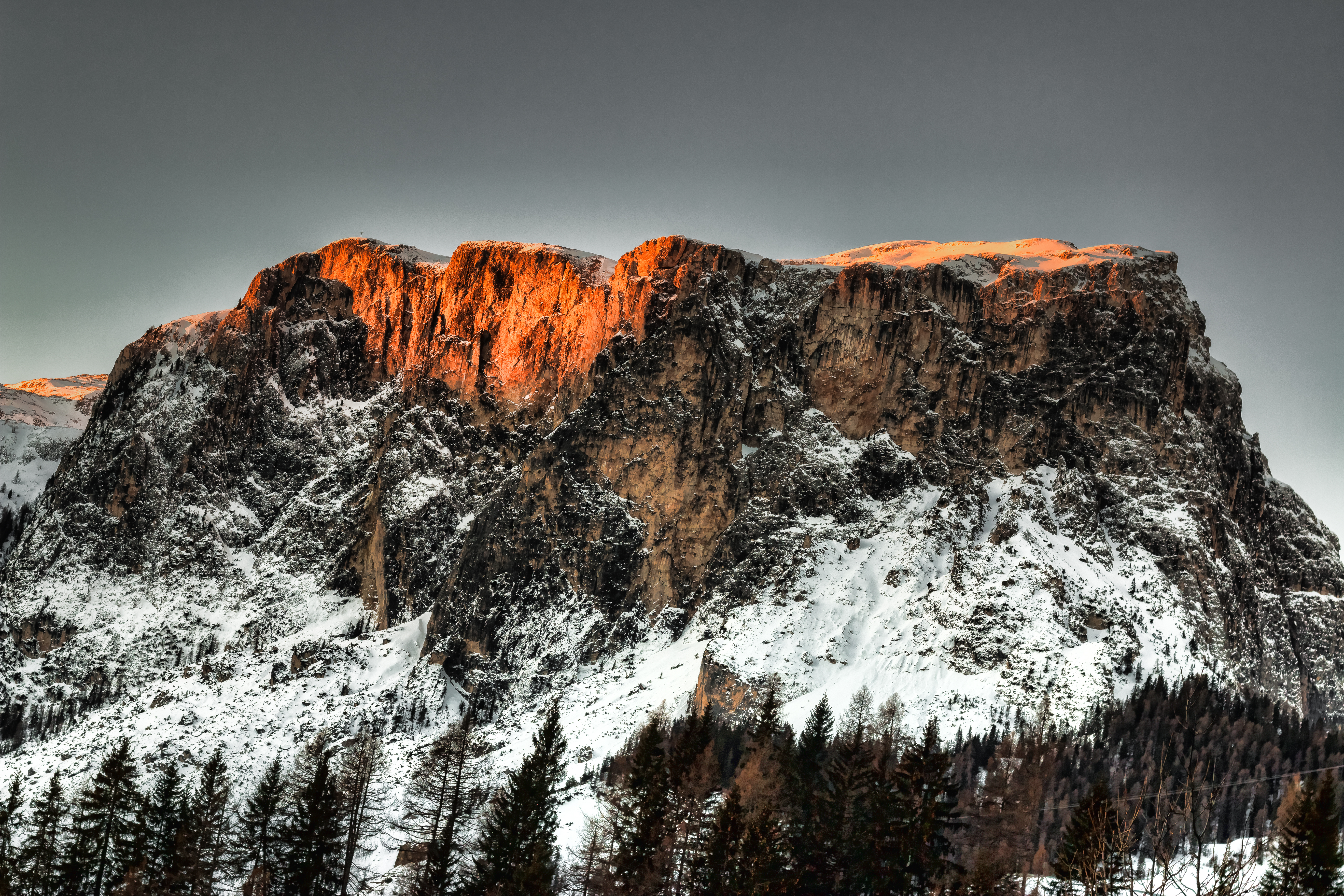 mountains, Snow, Nature, Sun, Clouds, Sky Wallpaper