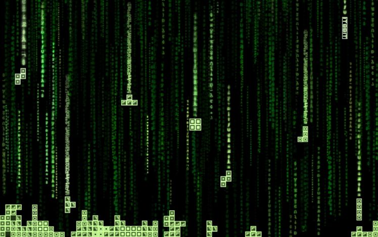 The Matrix, Tetris, Movies, Video games, Crossover, Code, Retro games HD Wallpaper Desktop Background