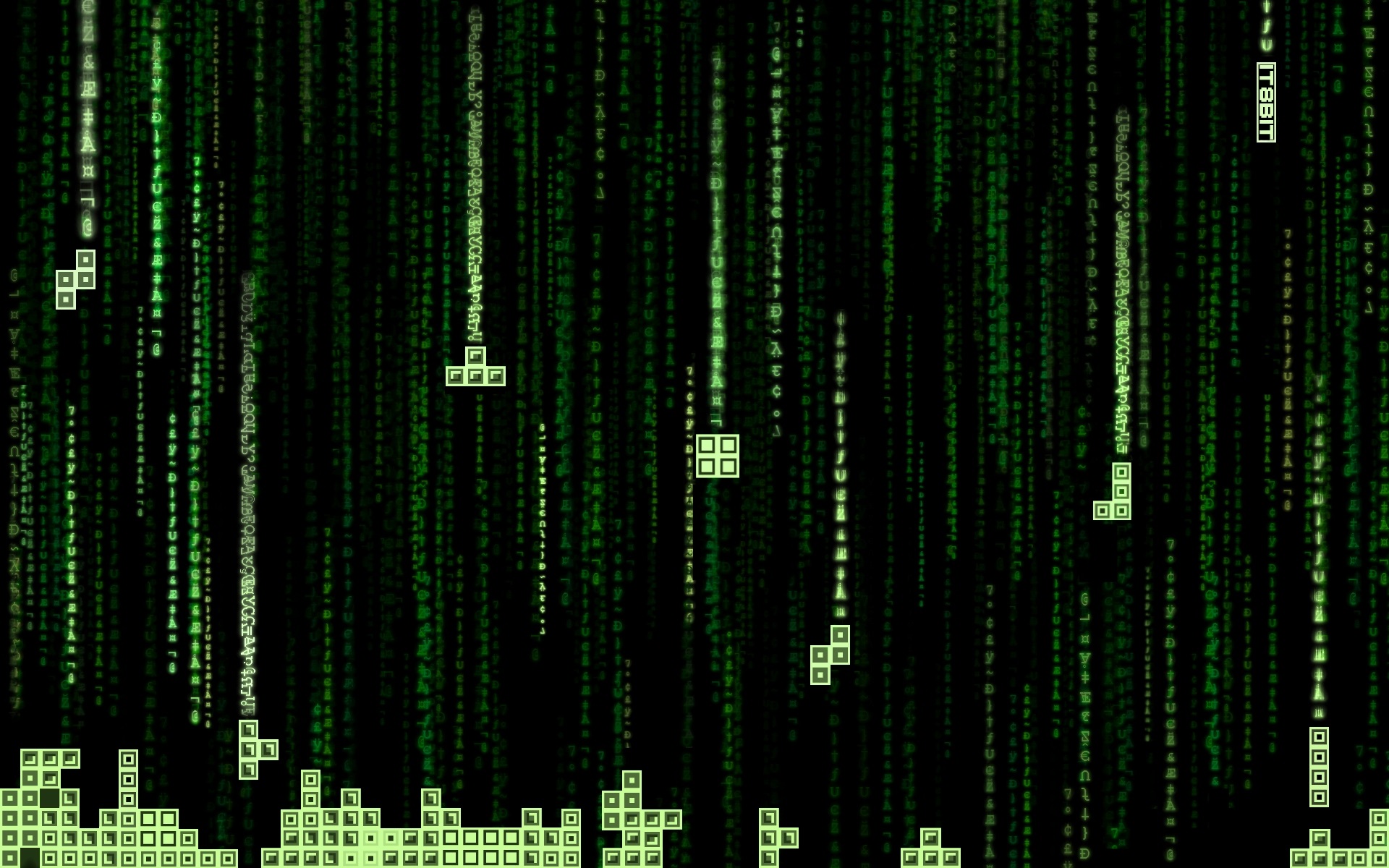 The Matrix, Tetris, Movies, Video games, Crossover, Code, Retro games Wallpaper