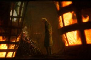 Joffrey Baratheon, Tywin Lannister, Game of Thrones, Artwork, Fan art, Fire, Iron Throne, Fantasy art