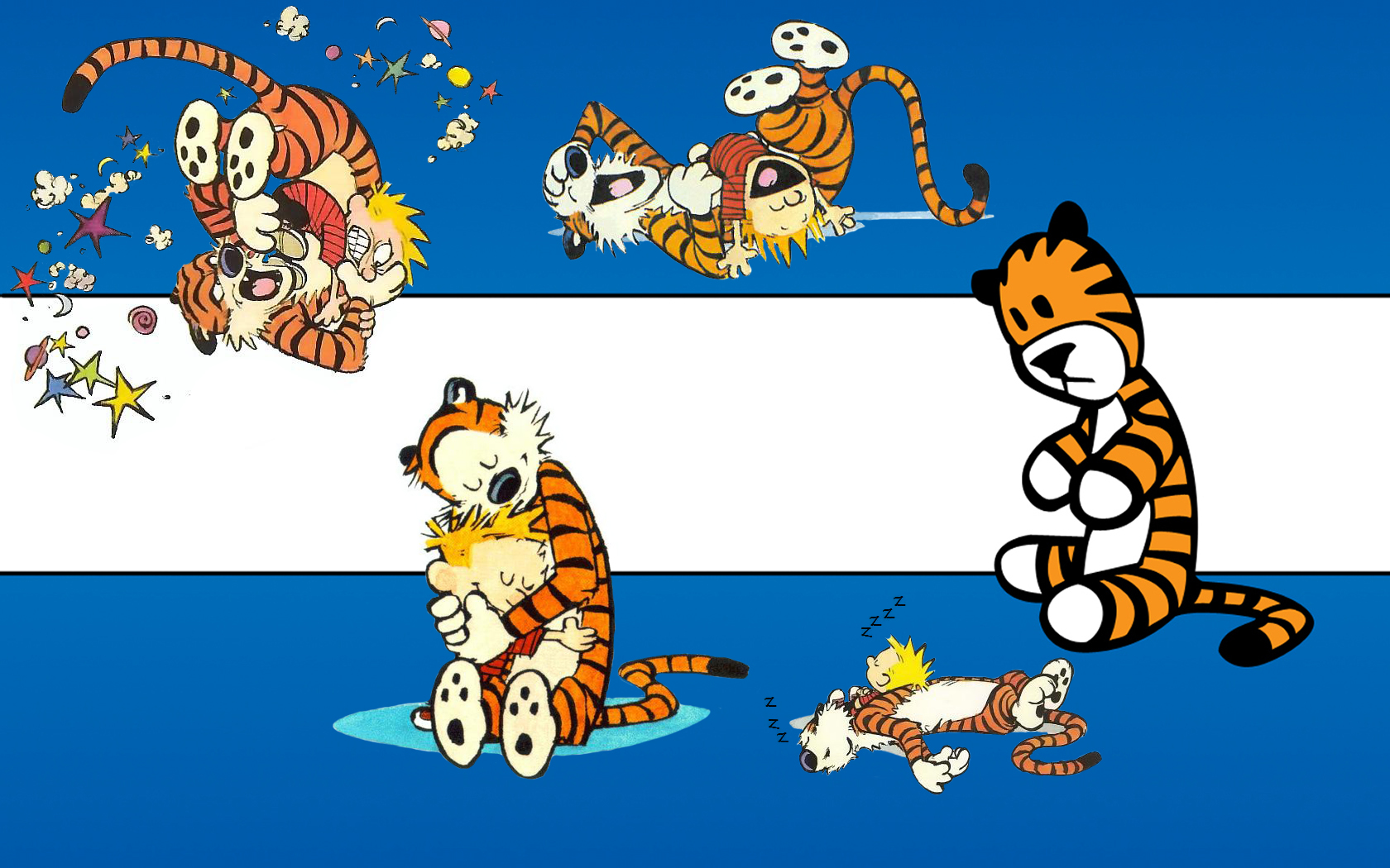 Calvin and Hobbes, Tiger, Comics Wallpaper