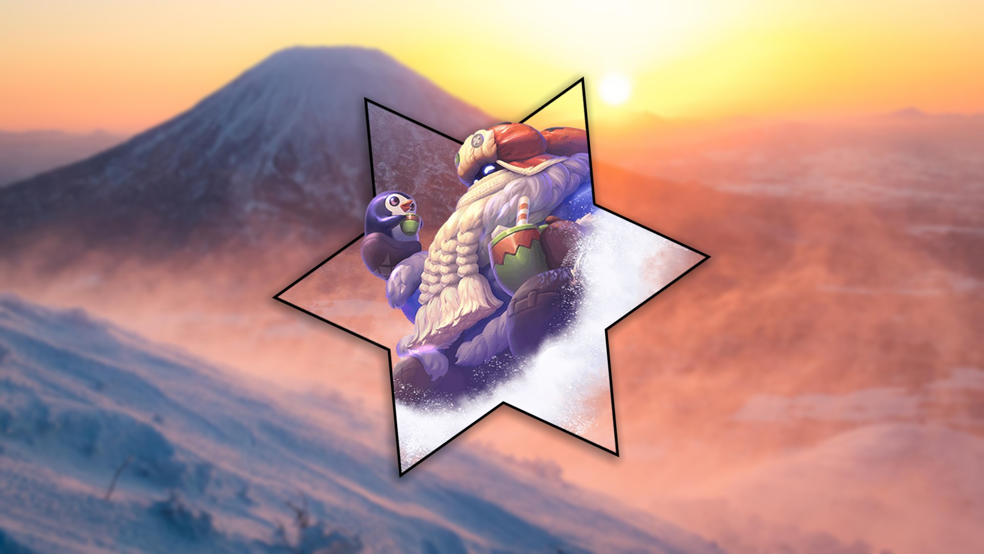 Bard (League of Legends), League of Legends, Landscape, Picture in picture, Winter, Snow, Mountains, Sun Wallpaper