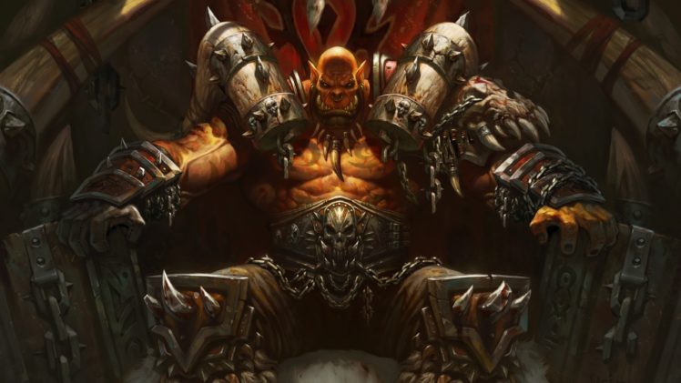 Garrosh Hellscream, Digital art, World of Warcraft, Hearthstone, Orc, Horde, Throne HD Wallpaper Desktop Background