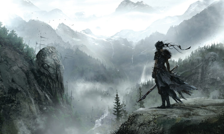 warrior, Digital art, Landscape, Fantasy art, Ninja, Sword, Hellblade: Senuas Sacrifice HD Wallpaper Desktop Background