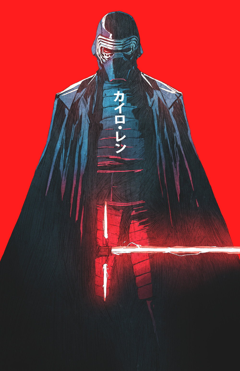 Kylo Ren, Chun Lo, Drawing, Star Wars, Lightsaber Wallpaper