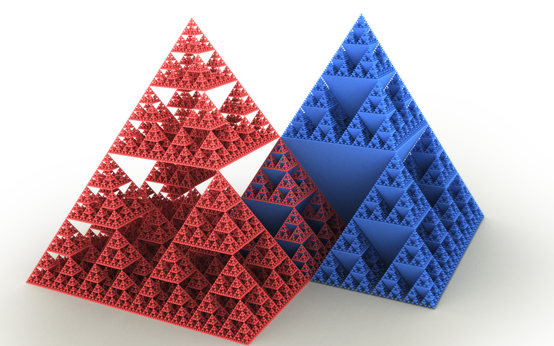 pyramid, Red, Blue, Colourfull Wallpaper