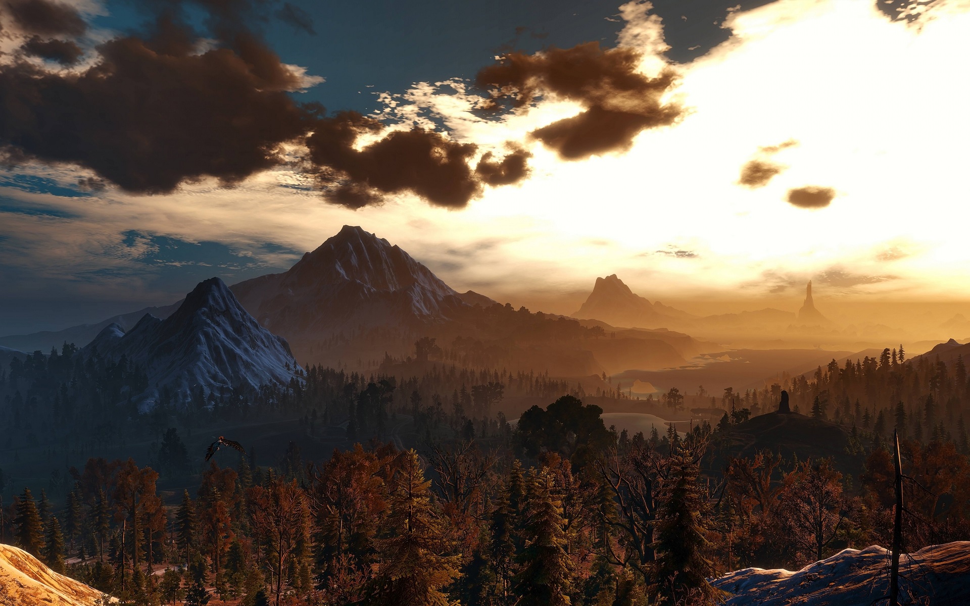 nature, Landscape, Trees, Mountains, Clouds, The Witcher 3: Wild Hunt, The Witcher Wallpaper