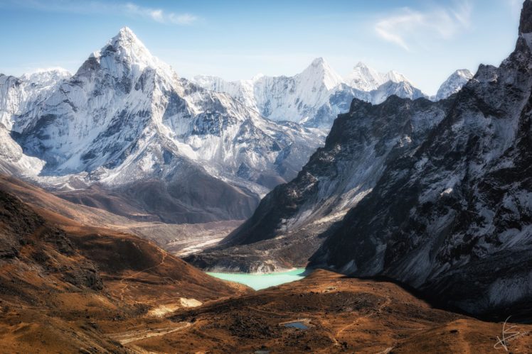 Nepal, Nature, Landscape, Mountains, Snowy peak, Water HD Wallpaper Desktop Background