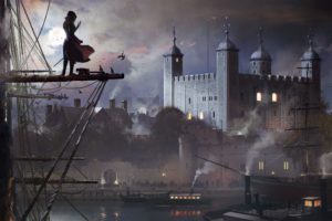Evie Frye, Assassins Creed, Assassins Creed Syndicate, London, Cityscape, Castle, Digital art, Video games