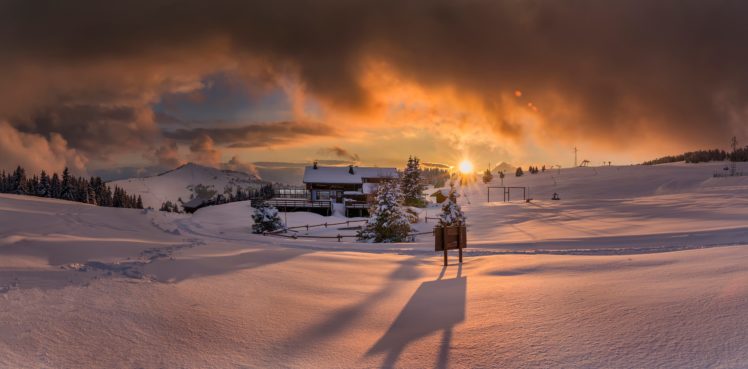 landscape, Sky, Nature, Winter, Snow HD Wallpaper Desktop Background