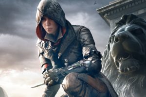 women, Freckles, Evie Frye, Looking at viewer, Digital art, Video games, Assassins Creed, Assassins Creed Syndicate, Statue, Hoods