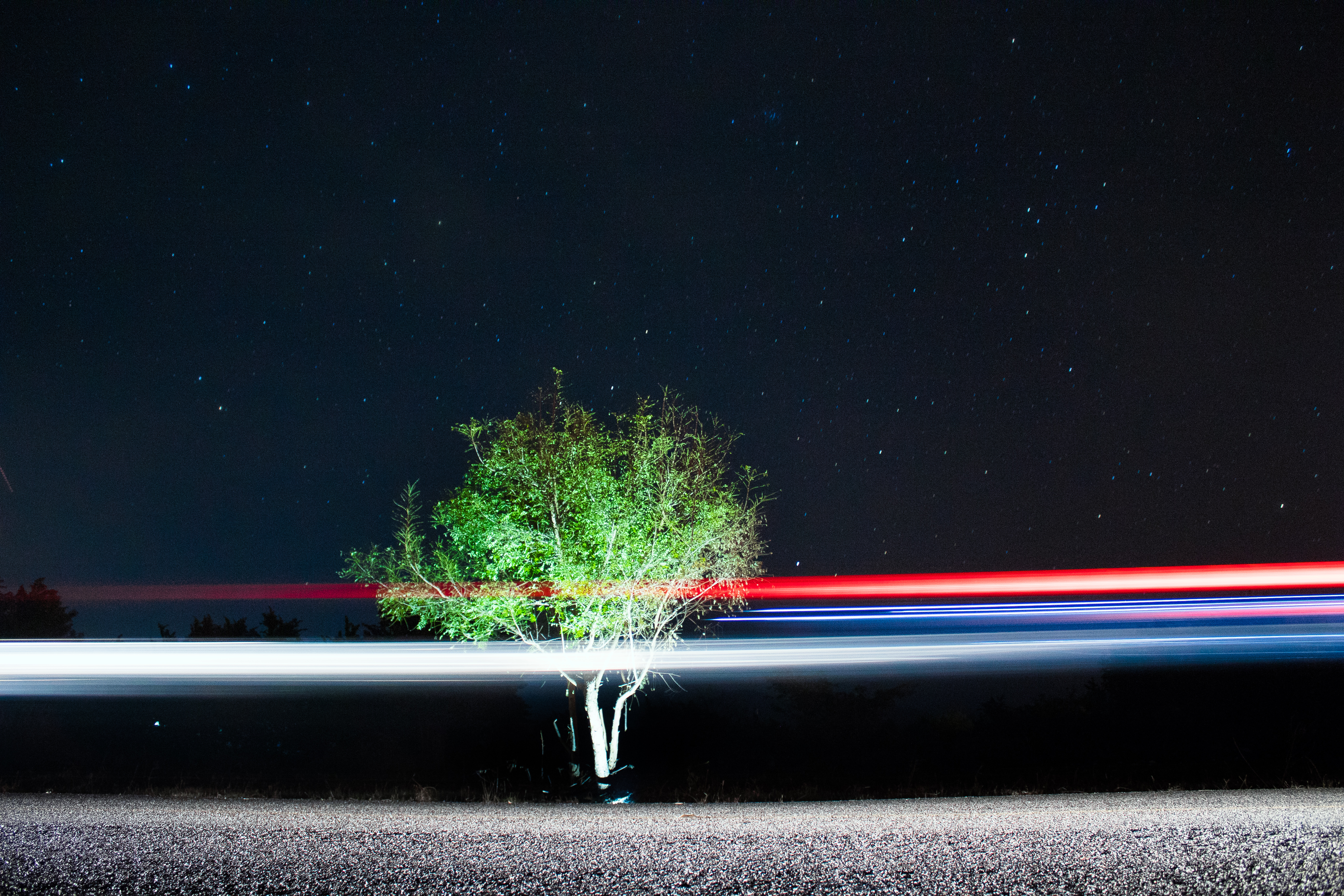 landscape, Stars, Night, Nature, Light trails Wallpaper