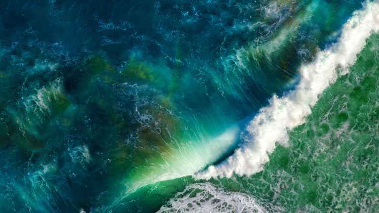 sea, Pacific Ocean, Waves, Landscape, Drone photo HD Wallpaper Desktop Background
