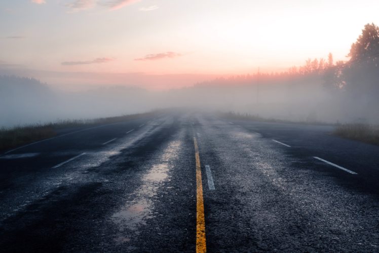 road, Sunlight, Mist, Asphalt HD Wallpaper Desktop Background