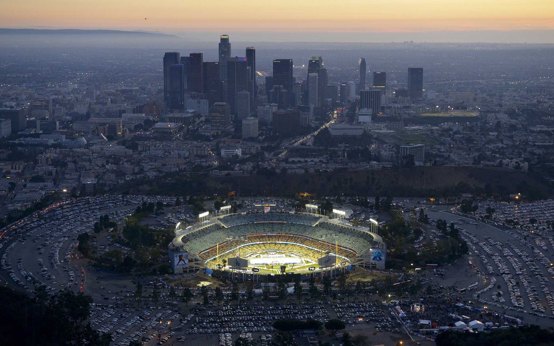 city, Cityscape, Skyscraper, Stadium, Los Angeles, USA Wallpaper