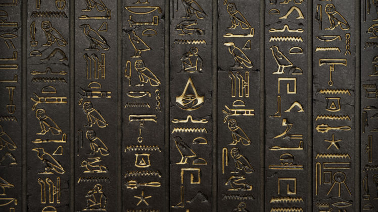Assassins Creed, Hieroglyphs, Wall, Video games, Digital art, Assassins Creed: Origins HD Wallpaper Desktop Background