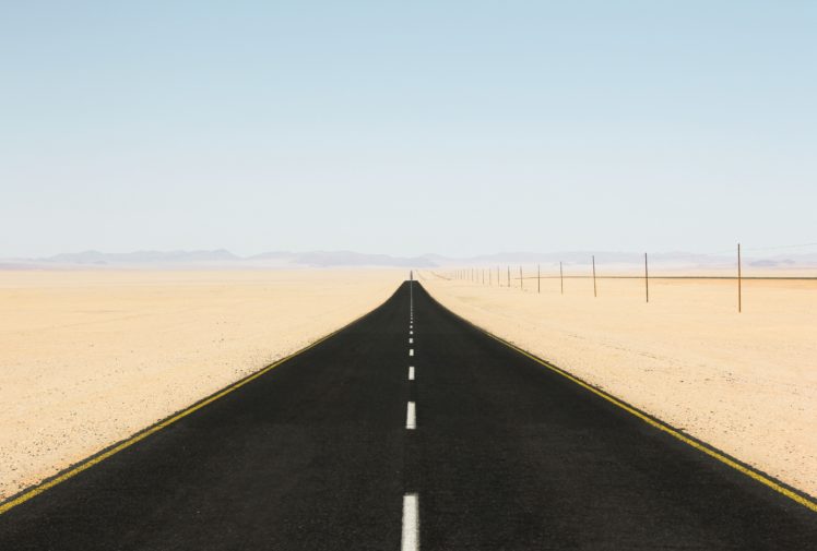 road, Desert, Sand, Mountains, Clear sky, Nature HD Wallpaper Desktop Background