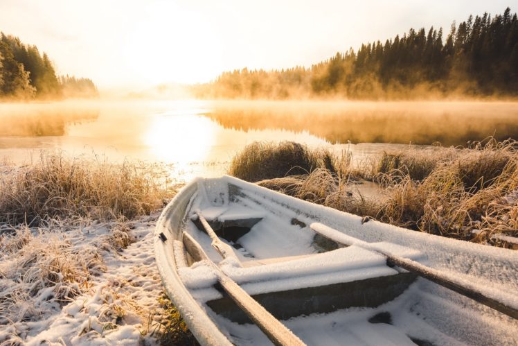 boat, Vehicle, Sunlight, Nature, Snow, Winter HD Wallpaper Desktop Background