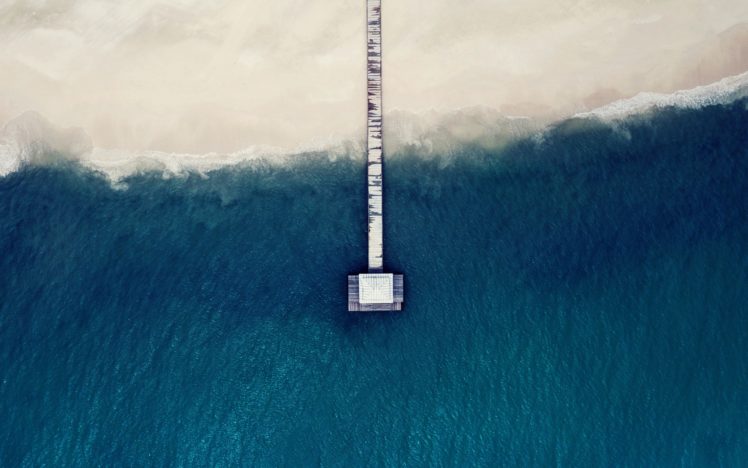 sand, Beach, Sea, Aerial view, Pier, Blue, Water, Maldives HD Wallpaper Desktop Background