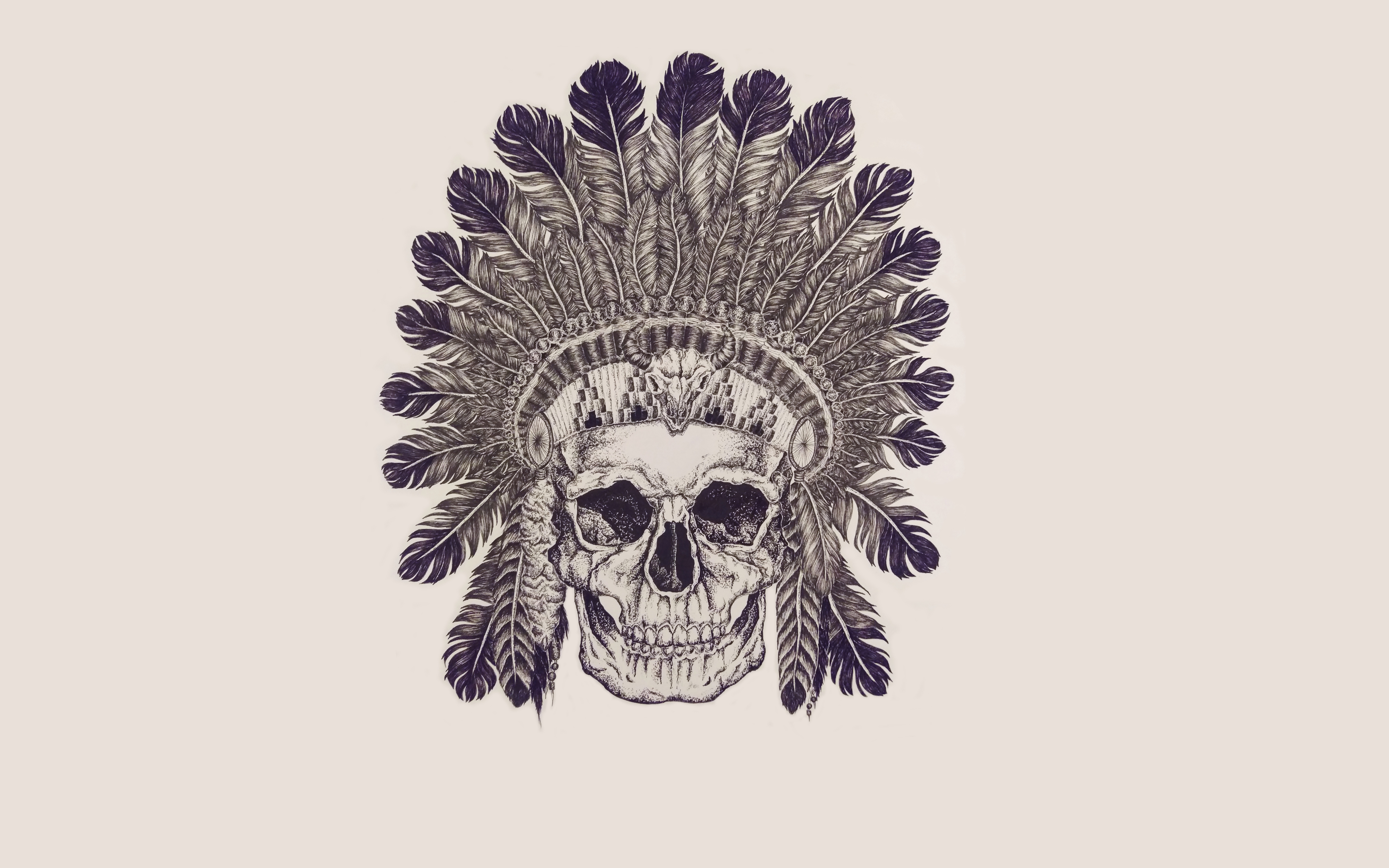 Indian, Skull, Monochrome Wallpaper