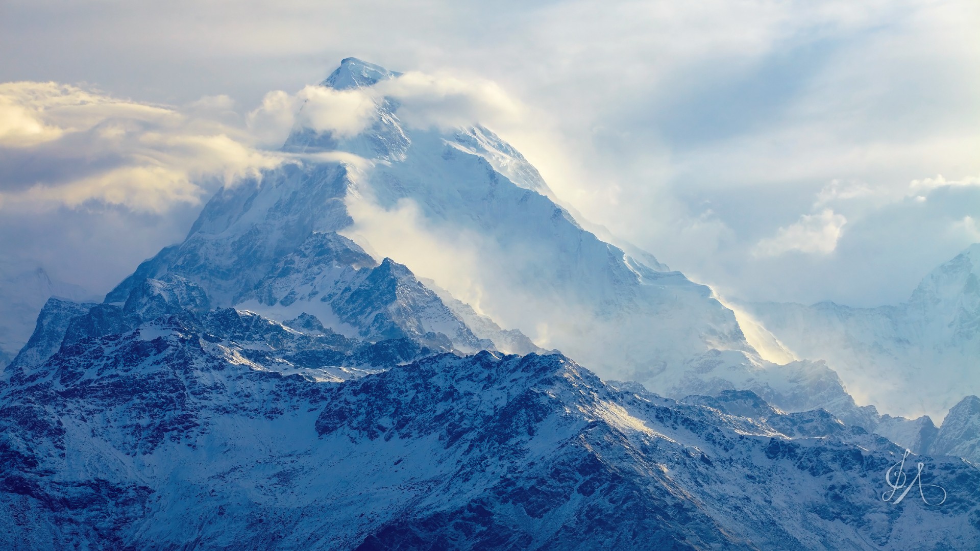 photography, Mountains, Snow, Landscape, Mount Everest, Clouds Wallpaper