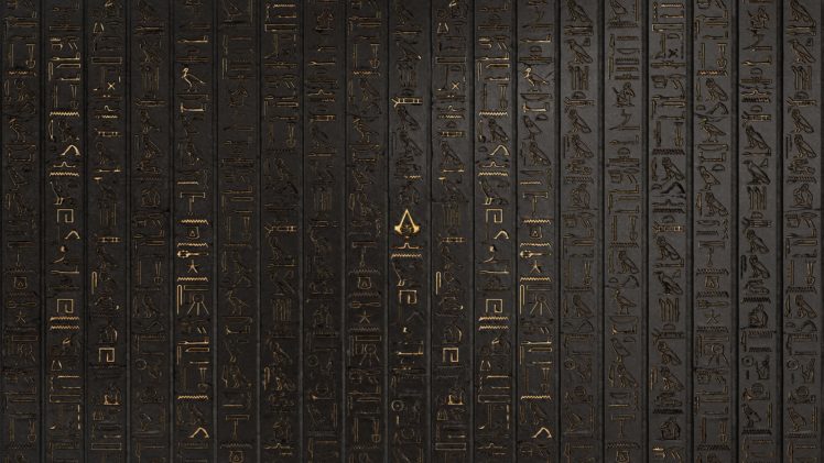 digital art, Artwork, Video games, Assassins Creed, Wall, Hieroglyphs, Engraving, Symbols, Assassins Creed: Origins HD Wallpaper Desktop Background