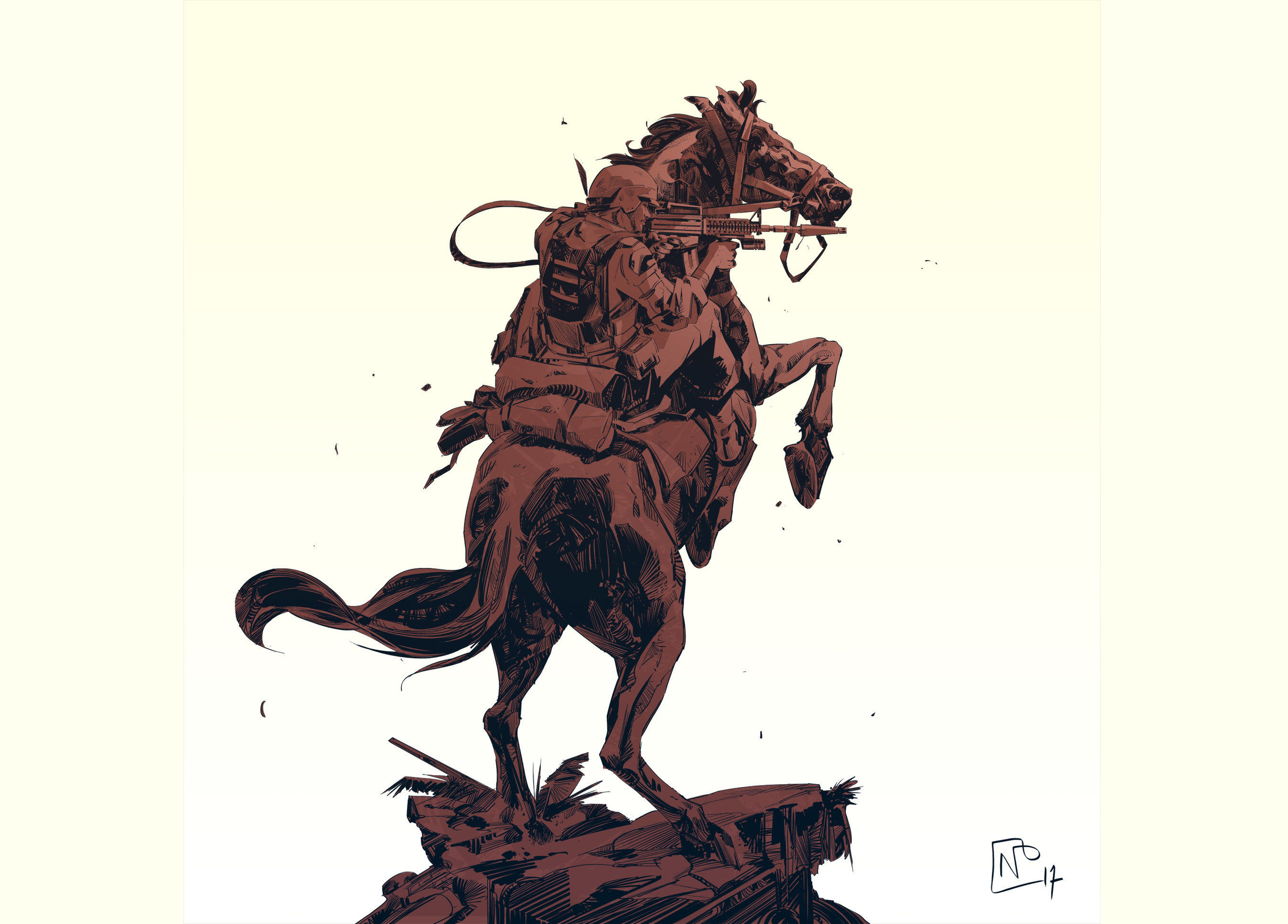 soldier, Drawing, Horse, Nicolas Petrimaux, Gun Wallpaper