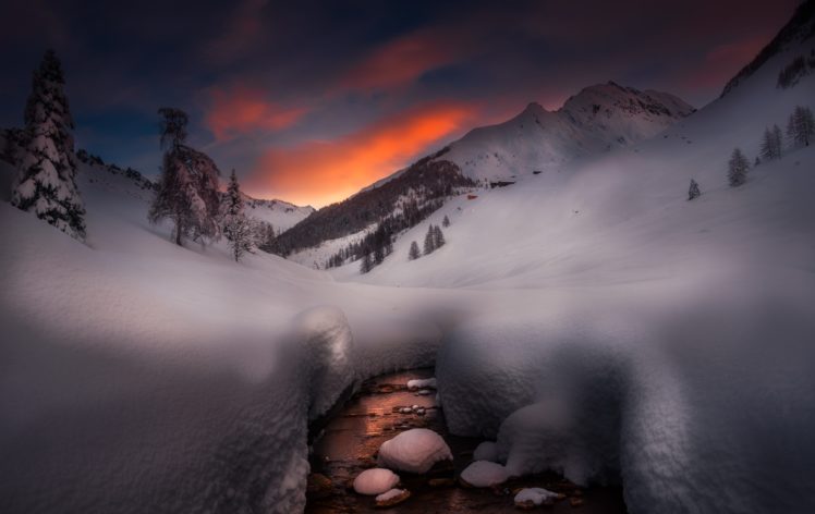 mountains, Snow, Nature, Winter, Landscape HD Wallpaper Desktop Background