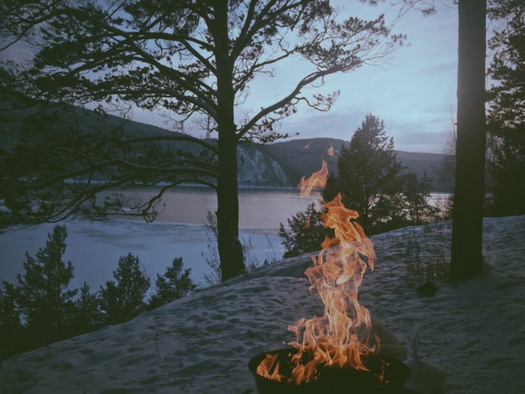 Nikita Velikanin, Landscape, Nature, Photography, Russia, Mountains, Lake, Sand, Bonfires, Chill Out, Trees, Sunset, Fire HD Wallpaper Desktop Background
