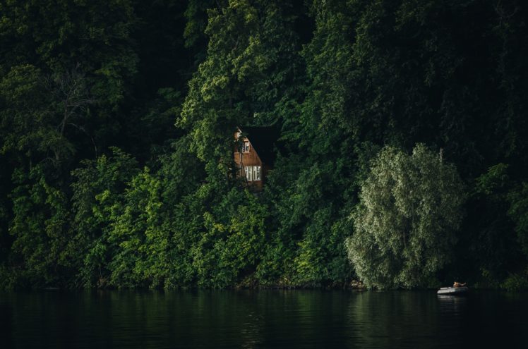 Daniil Silantev, Landscape, Nature, Photography, Forest, Lake, Tree house, Raft, Reflection HD Wallpaper Desktop Background