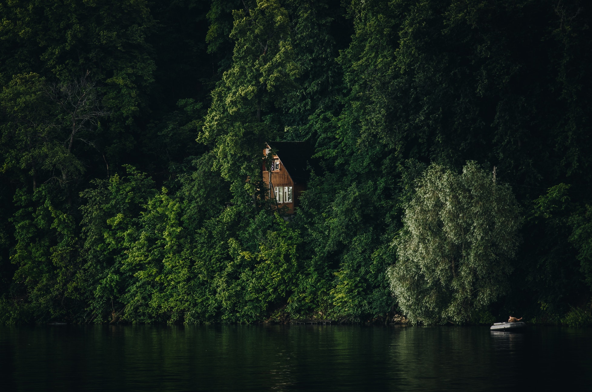 Daniil Silantev, Landscape, Nature, Photography, Forest, Lake, Tree house, Raft, Reflection Wallpaper
