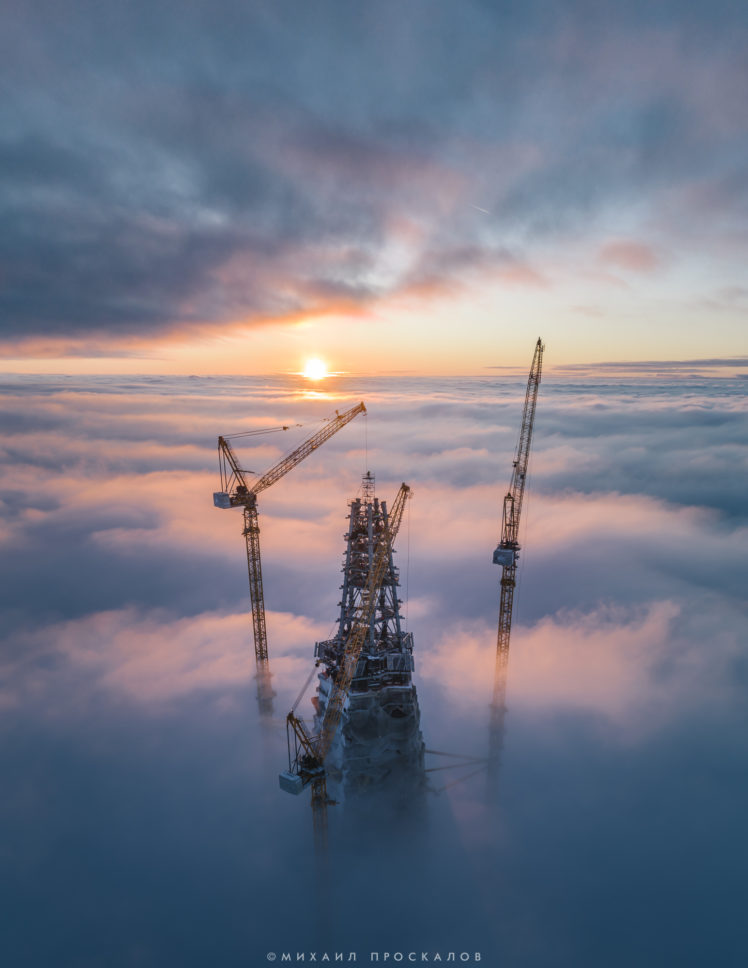 construction site, Sky, Clouds, Cranes (machine) Wallpapers HD
